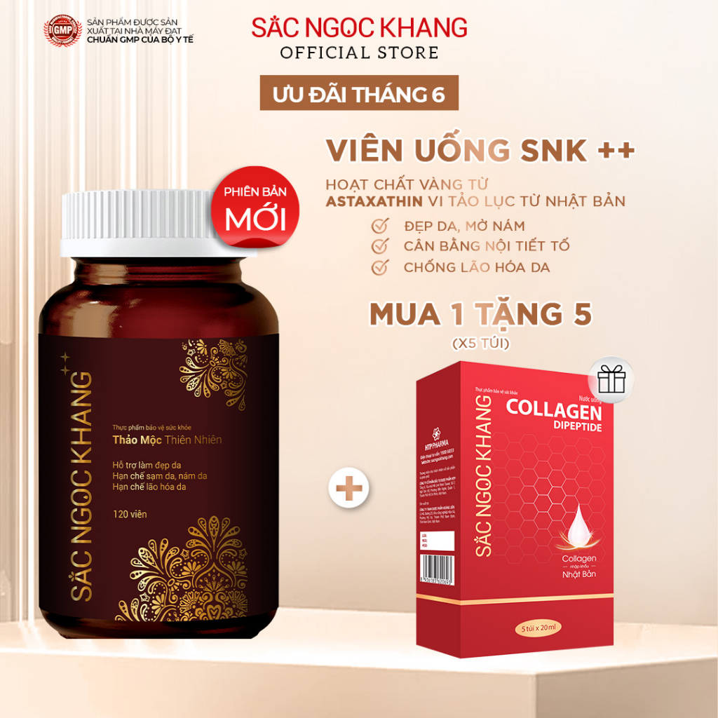 Viên Uống Đẹp Da Sắc Ngọc Khang ++ (120v) cao cấp giúp chống lão hóa, mờ nám sạm tàn nhang & cân bằng nội tiết tố