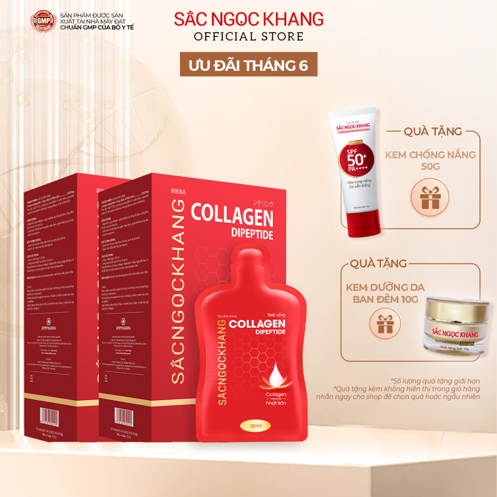 Combo 2 hộp Nước uống đẹp da Collagen Dipeptide Sắc Ngọc Khang tinh khiết [30 túi/2 hộp/ 60 ngày sử dụng]