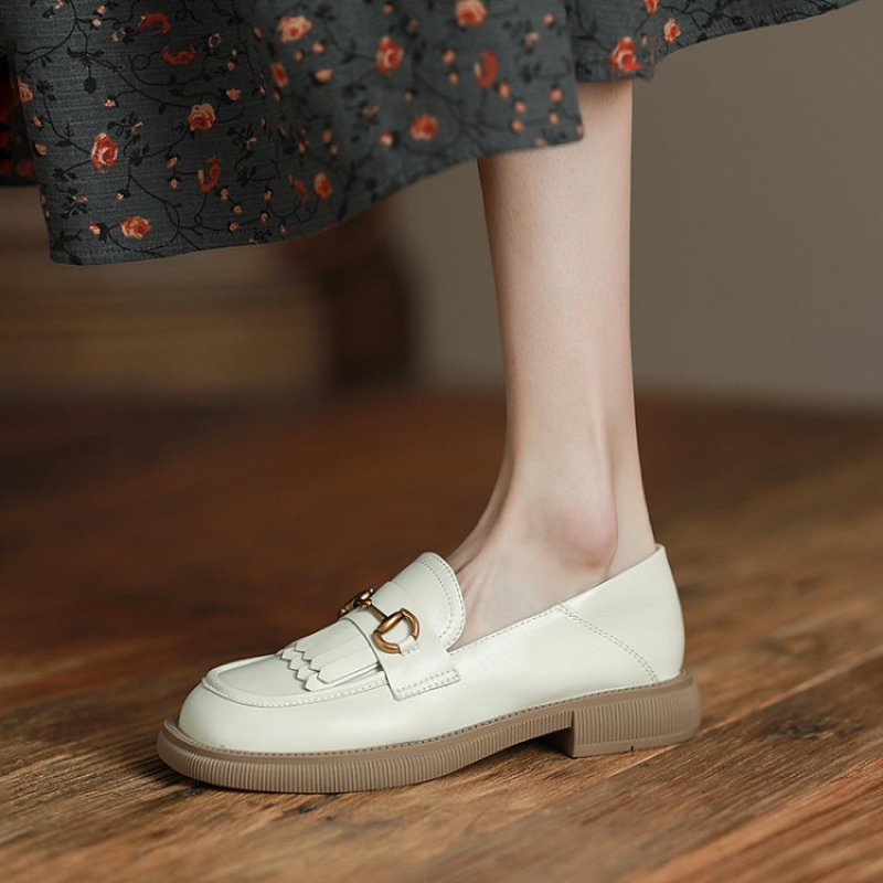 HÀNG MỚI DA MỀM CAO CẤP Giày Moca Loafer nữ Moccasin màu đen trắng kem đế 3cm fullbox