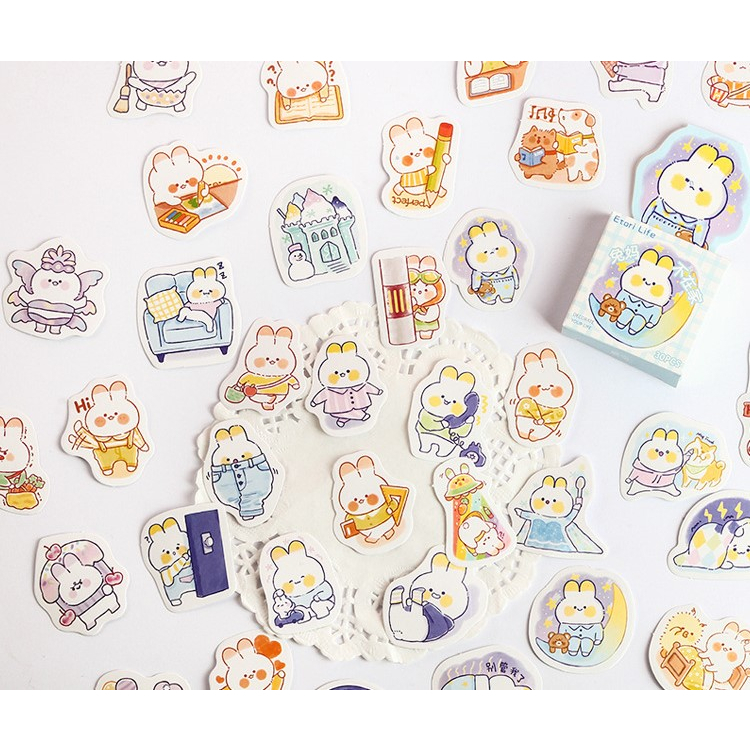 Sticker Hình Thỏ - Thành Phố Hoạt Hình - Hộp 30 Miếng