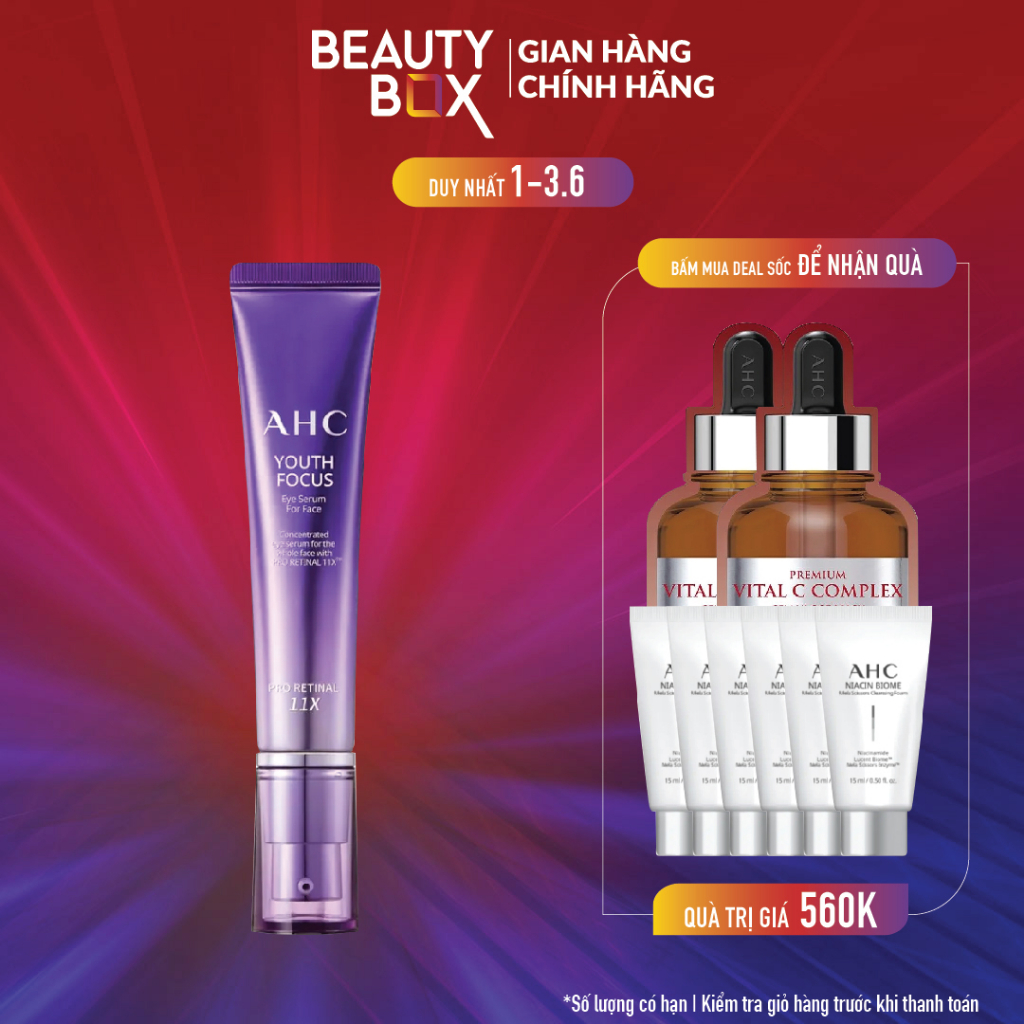 Tinh Chất Chống Lão Hóa Vùng Mắt & Mặt AHC Youth Focus Eye Serum For Face 30ml