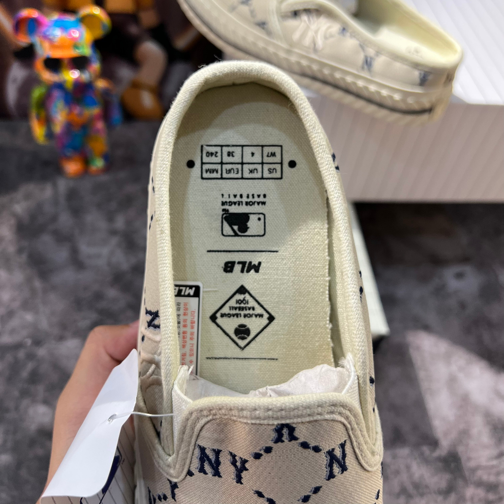 Dép Sục MLB Mùa Hè Nâu Slip On Dia Monogram New York Beige