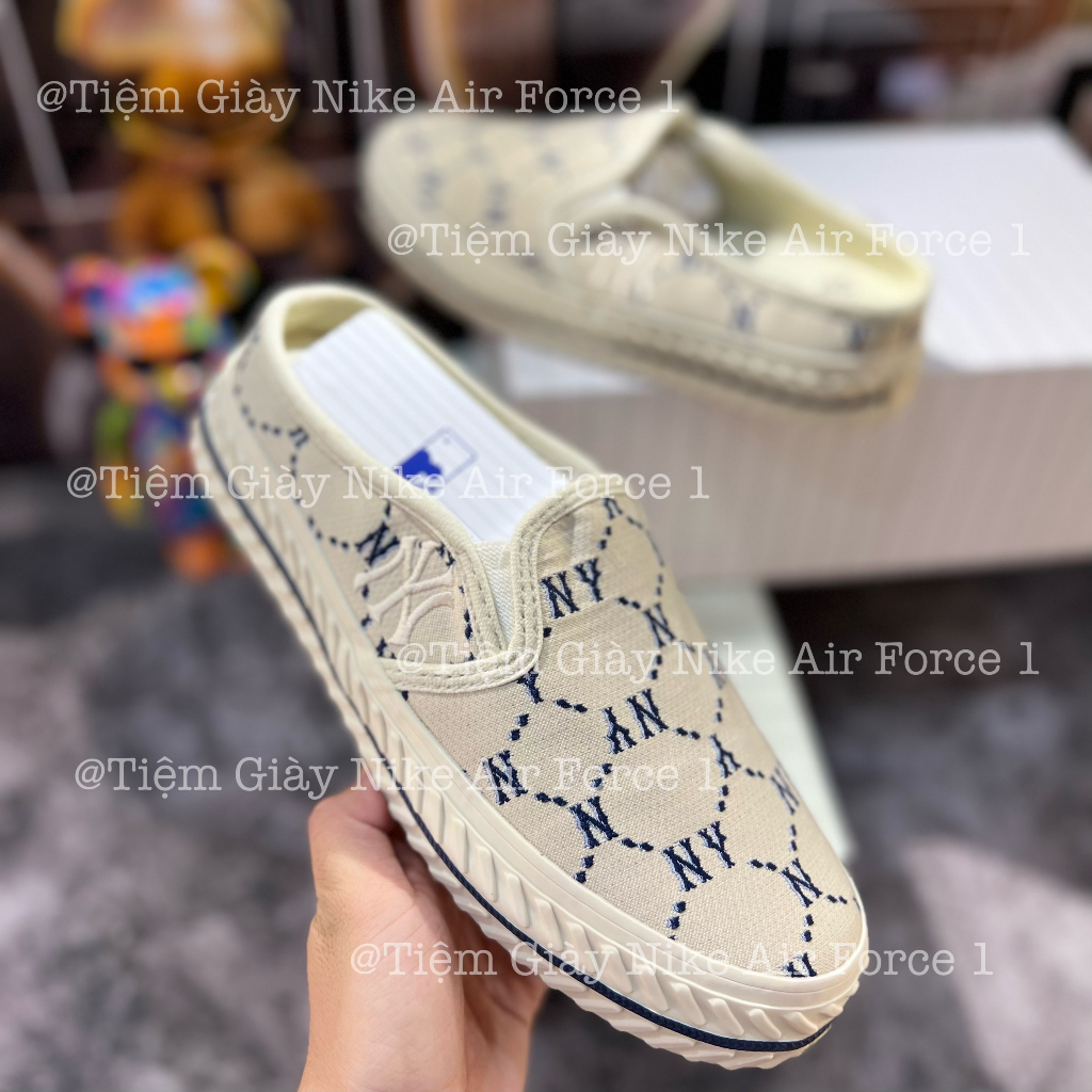 Dép Sục MLB Mùa Hè Nâu Slip On Dia Monogram New York Beige