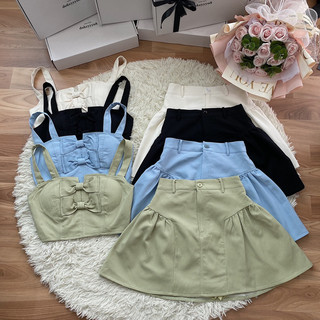 Set áo dây và chân váy lưng chun phối nơ 981