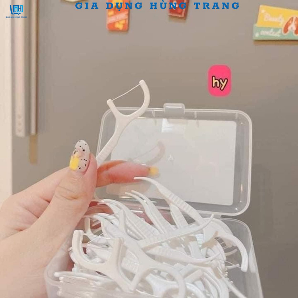 Tăm chỉ nha khoa tiệt trùng hộp 50 cây - Tăm nha khoa vệ sinh kẽ răng chân nướu chuyên dụng