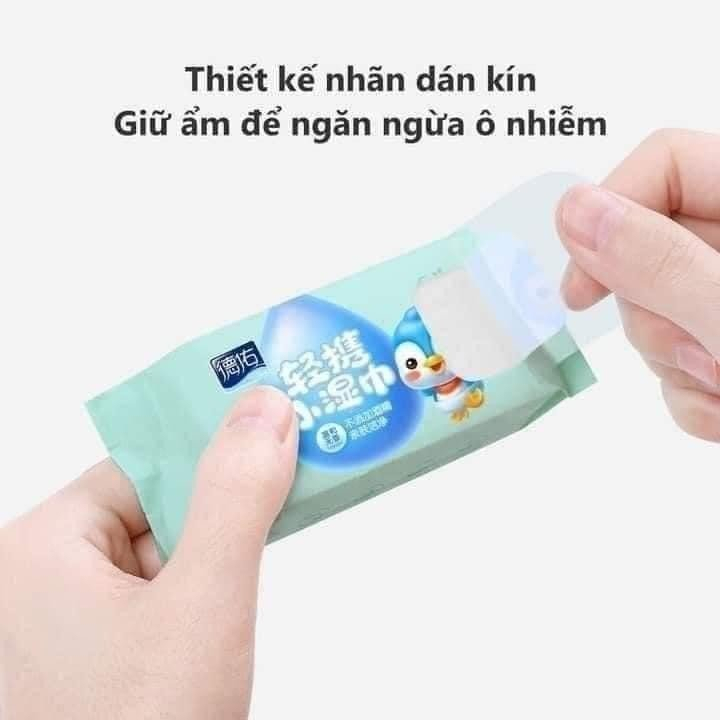 KHĂN ƯỚT BỎ TÚI MINI 1 TÚI 8 GÓI