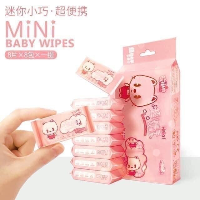 KHĂN ƯỚT BỎ TÚI MINI 1 TÚI 8 GÓI