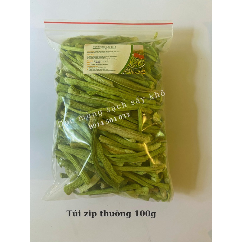 100g Dọc mùng  sấy khô có hút chân không đã sơ chế, nấu ăn được ngay