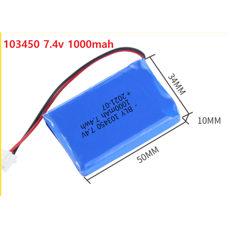 Pin sạc LiPo 7.4V 1000mah 103450 có mạch bảo vệ dùng cho các thiểt bị điện tử làm đẹp di động loa