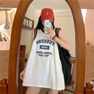  Áo thun bóng rổ sát nách from rộng  Áo ba lỗ 2 màu Trắng-Xanh phong cách hàn Quốc 