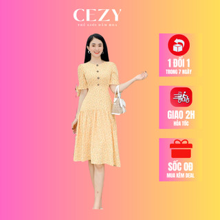 Đầm hoa nhí cổ tròn tay nơ đuôi cá có size bigsize CEZY D96