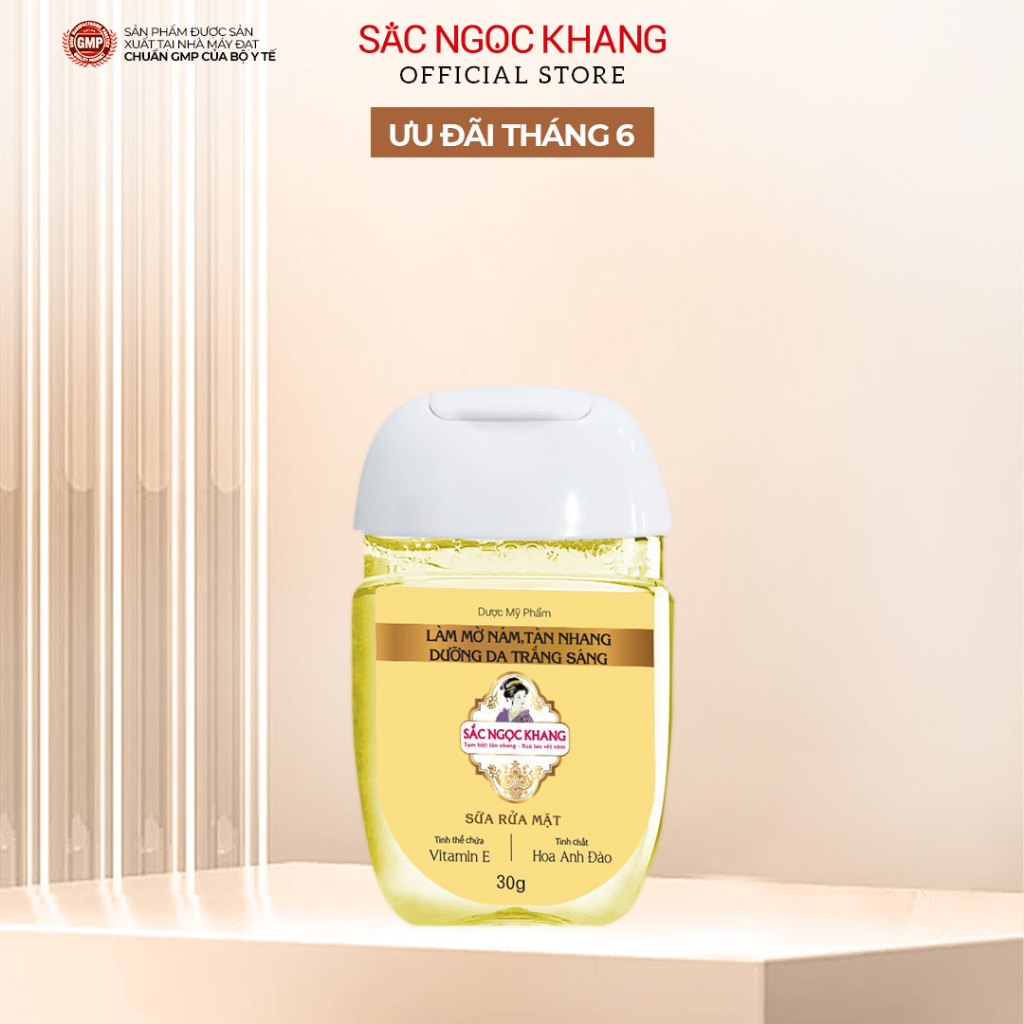 Size du lịch Sữa rửa mặt Sắc Ngọc Khang 30g chiết suất hoa anh đào giúp