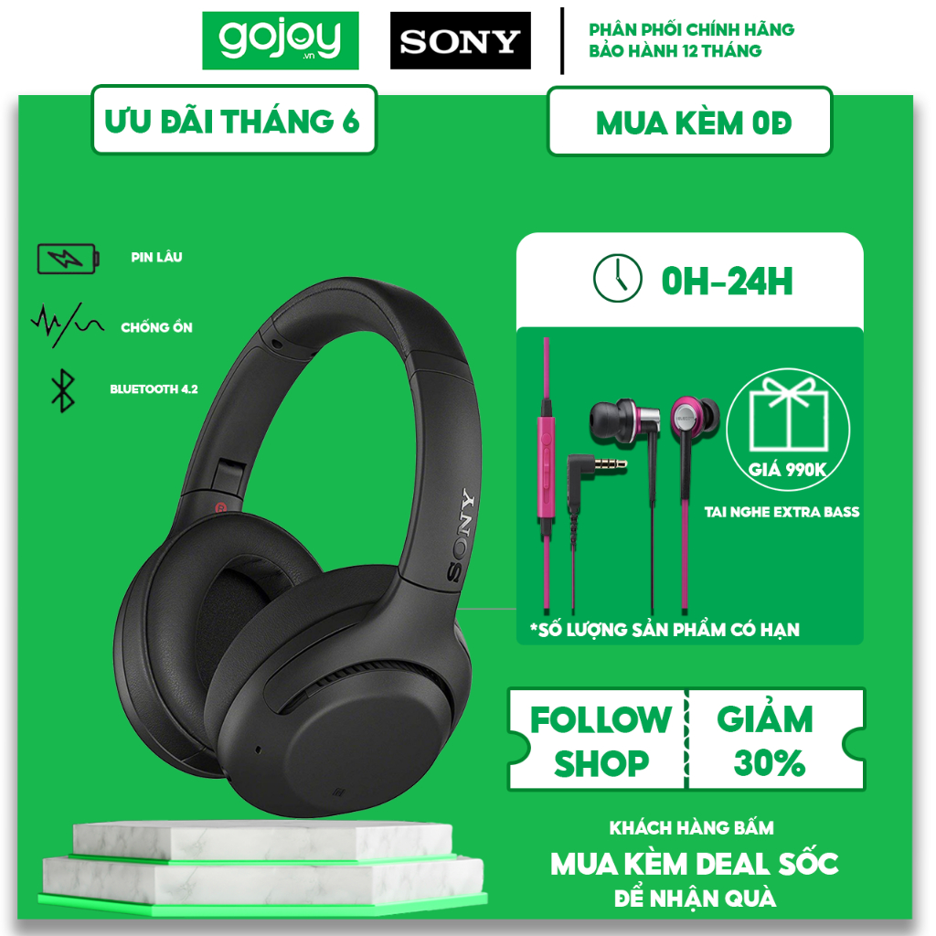 Tai nghe chụp tai SONY WH XB900 EXTRA BASS CHỐNG ỒN chính hãng không dây Bảo hành 12 tháng chính hãng