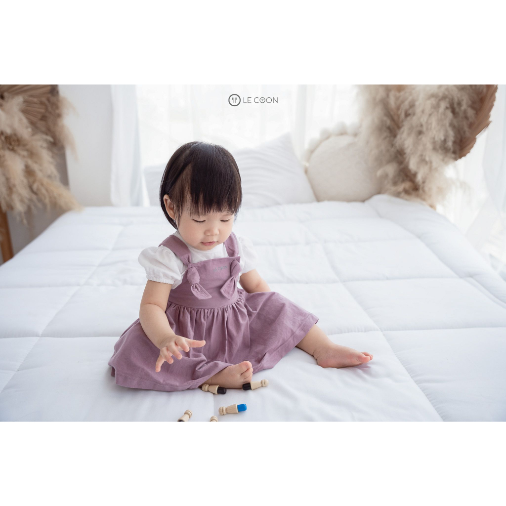 LE COON | Bộ Váy Yếm Lửng Dây Thắt | COOL | 3 tháng-3 tuổi