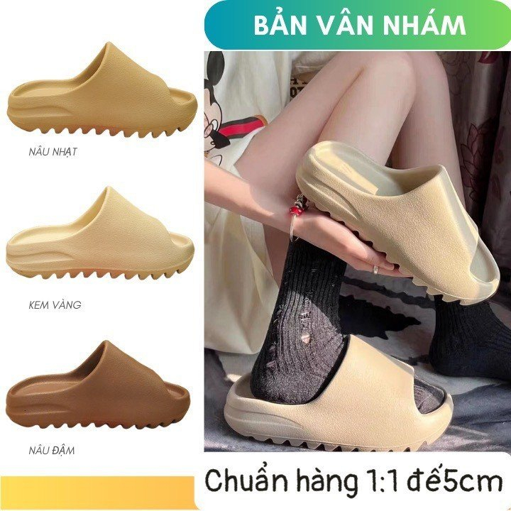 Dép bánh mì SLIDE YZ vân nhám đế răng cưa dập logo full box , Dép quai ngang bản cao cấp và form chuẩn