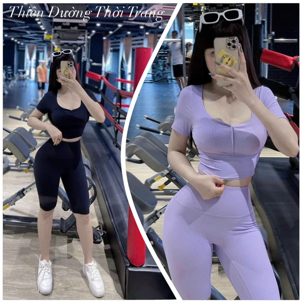 SET BỘ QUẦN LỬNG, ÁO CROPTOP TẬP GYM,YOGA