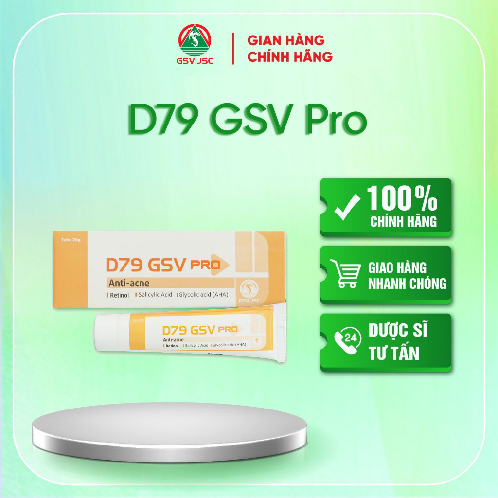 D79 GSV Pro 20g - Gel ngăn ngừa và giảm mụn, thâm (Retinol, Salicylic, AHA)