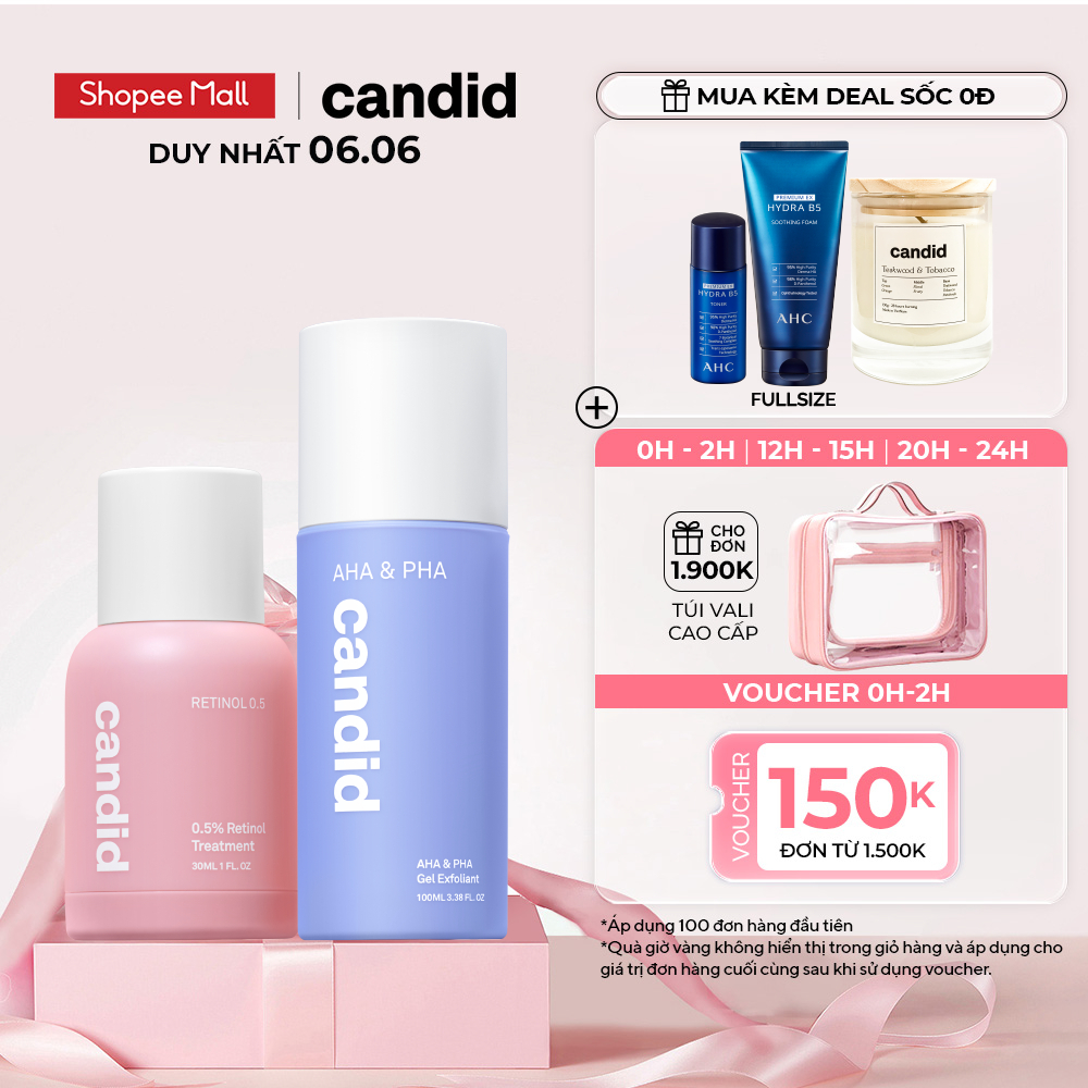 Combo Retinol 0.5% & AHA & PHA (30ml &100ml) - Bộ Đôi Hoạt chất & Tẩy tế bào chết Dưỡng Da Chống Lão Hóa Toàn Diện