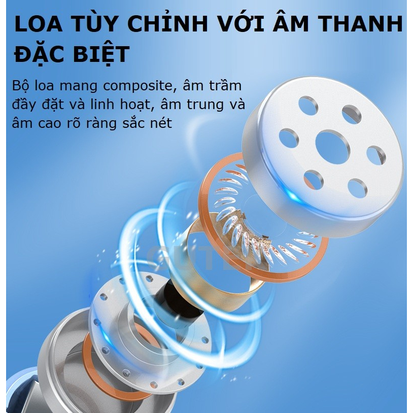 Tai nghe bluetooth không dây Gutek M25 nút cảm ứng vỏ trong suốt âm thanh HIFI tích hợp micro