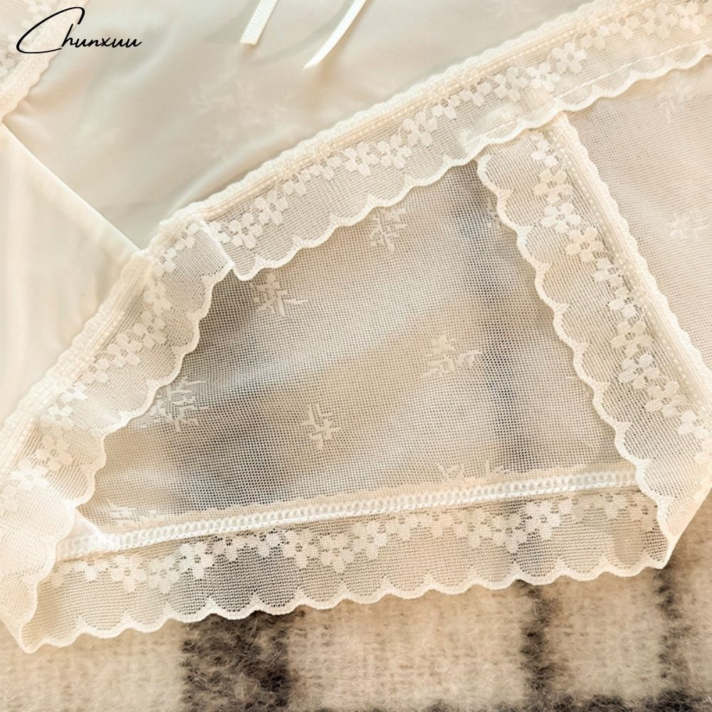 Set 3 quần lót nữ vải su pha ren lưới mềm mại thoáng khí CHUNXUU thiết kế viền hoa đính nơ xinh xắn gợi cảm - SQ11
