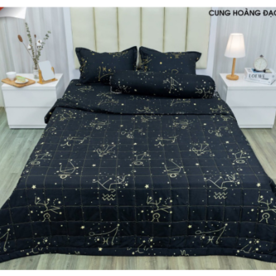 Trọn bộ 5 món chăn ga gối Cotton Poly chăn hè tone màu sáng cute - Nguyệt Ánh Bedding - đủ size - Cá Heo Mây, Cherrful..