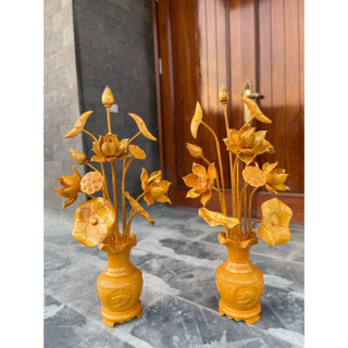 Hoa sen gỗ mít mẫu bình đục và bình trơn 22 cành