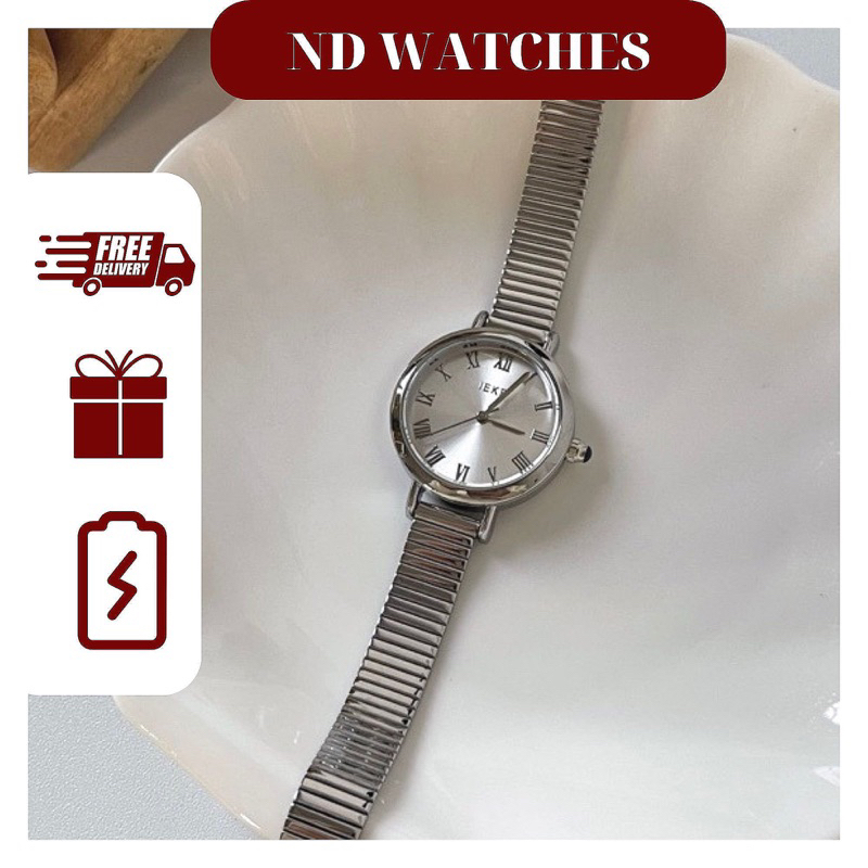 [Có Sẵn] Đồng Hồ Nữ IEKE Mặt Tròn Số La Mã Dây Thép Ngang Đơn Giản, Đồng Hồ Đeo Tay Nữ Mặt Số La Mã 