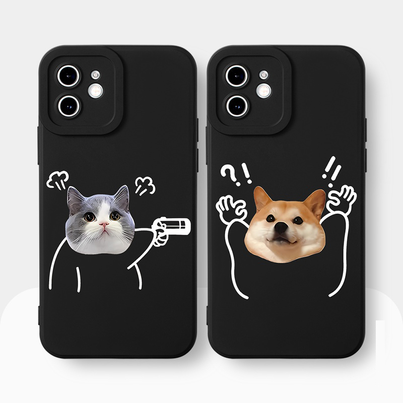Ốp lưng Oppo F5/F5 Youth / F7 / F9/Realme 2 Pro / A7/A5s/A12 silicon dẻo cạnh vuông bảo vệ camera đôi mèo cún cute