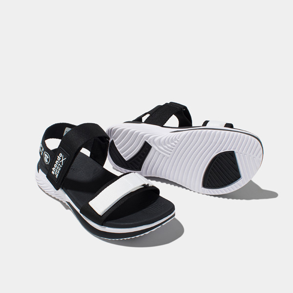 SHONDO | Sandals F7 Continew đế trắng phối quai đen trắng F7N0210