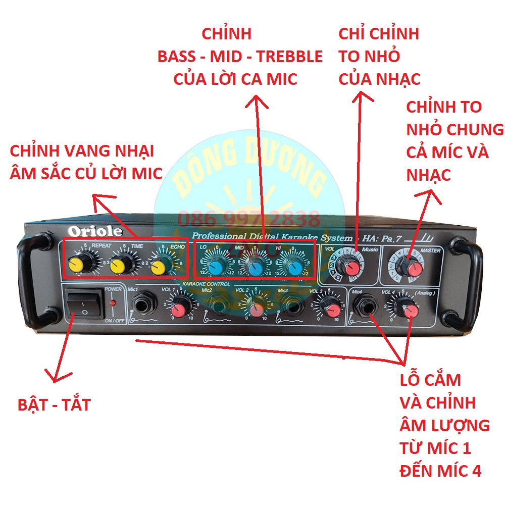 AMPLI ORIOLE PA7 CÔNG SUẤT 250W - NGUỒN 220V