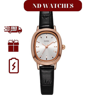 [Có Sẵn ]Đồng Hồ Nữ Đeo Tay Gedi Dây Da Phong Cách Vintage, Đồng Hồ Đeo Tay Nữ Mặt Oval Thanh Lịch Đơn Giản Chống Nước