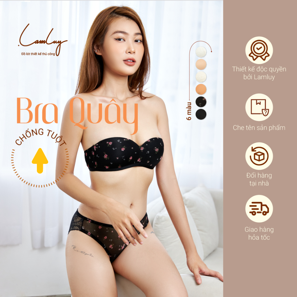 Áo lót không gọng Lamluy bra quây chống tuột không dây