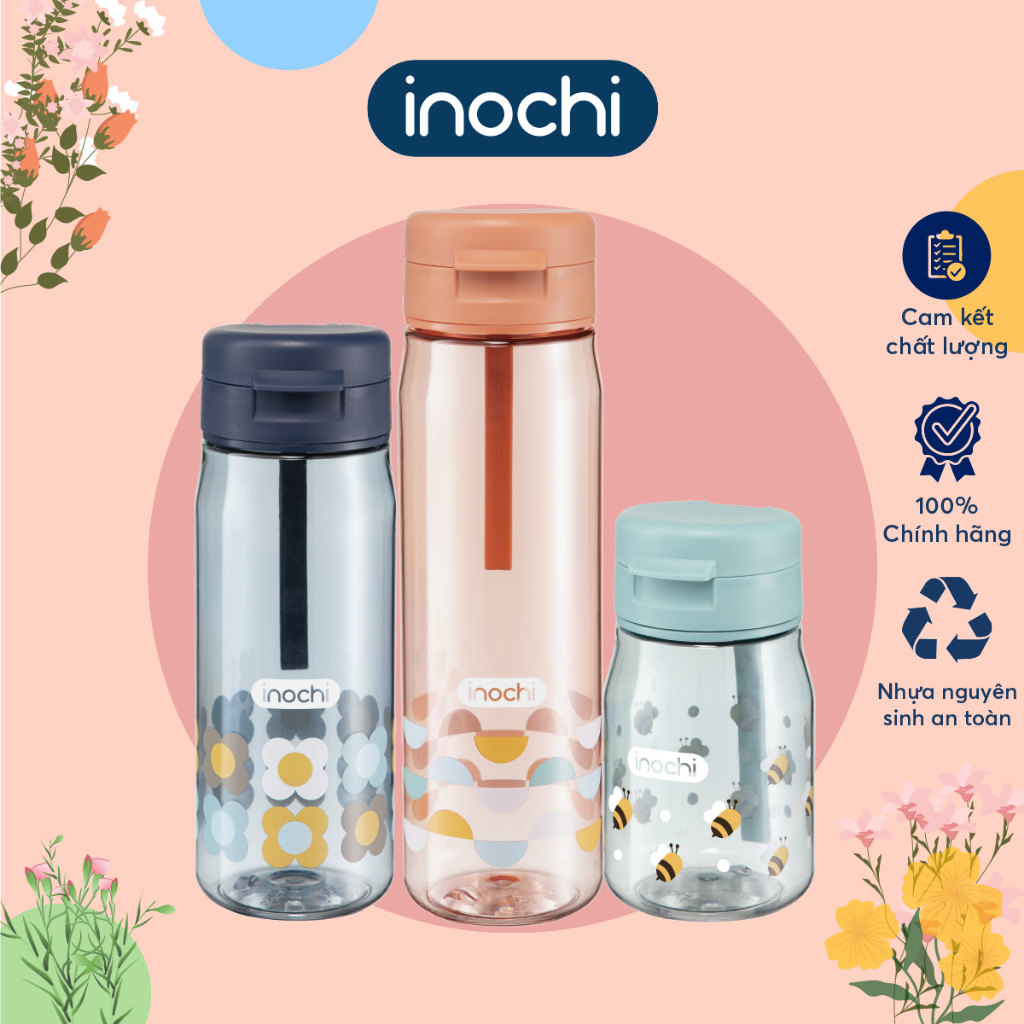 Bình nước nhựa Tritan 350/500/700ml cao cấp INOCHI nguyên sinh kháng khuẩn Ag+ dễ cầm nắm và tiện dụng