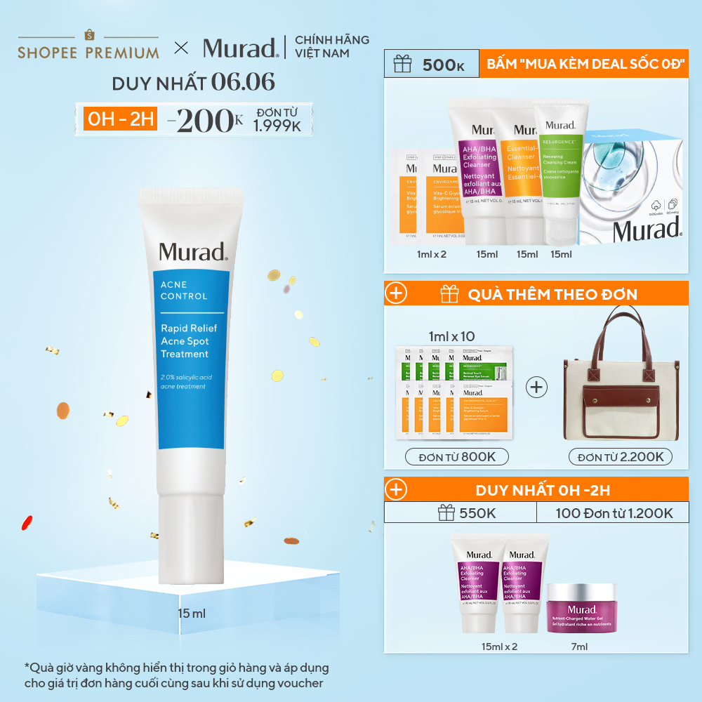 Gel chấm giảm mụn cấp tốc MURAD Rapid Relief Acne Spot Treatment 15ml