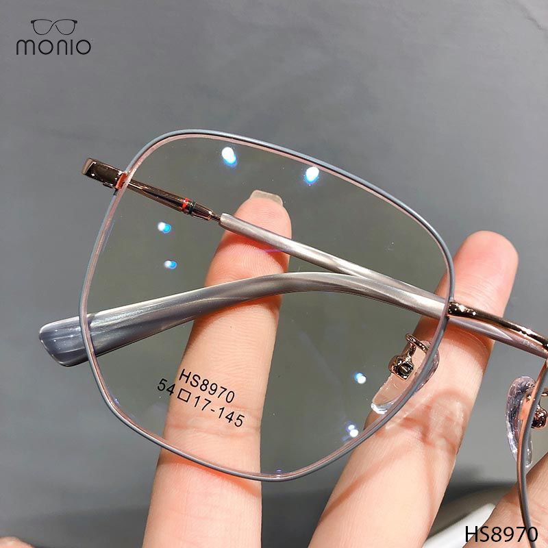 Gọng Kính Vuông Nam Nữ MONIO HS8970 Chất Liệu Kim Loại Thanh Mảnh Màu Sắc Thời Trang