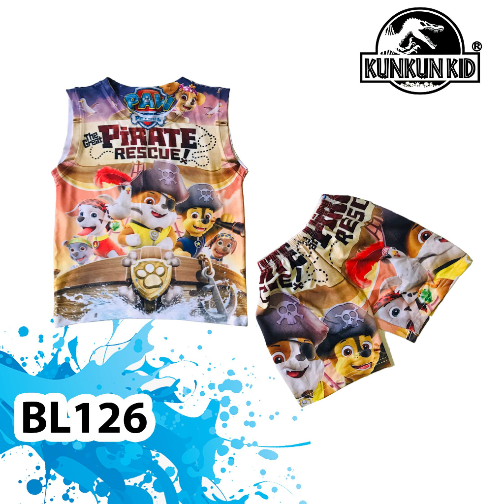 Quần áo bé trai thun lạnh in 3D hình Chó cứu hộ Kunkun Kid TP805-1008-BL126-204 - Đồ bộ size đại từ 10-60kg