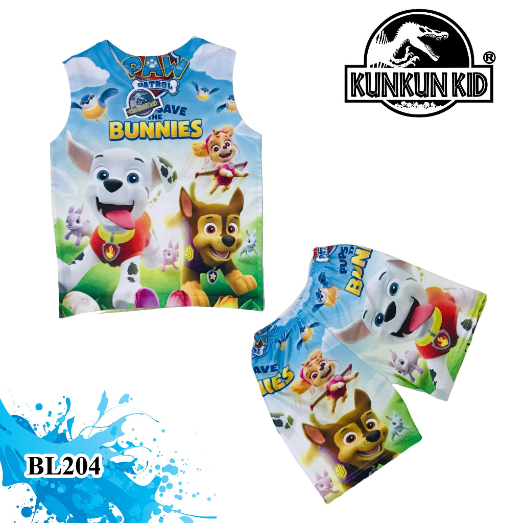 Quần áo bé trai thun lạnh in 3D hình Chó cứu hộ Kunkun Kid TP805-1008-BL126-204 - Đồ bộ size đại từ 10-60kg