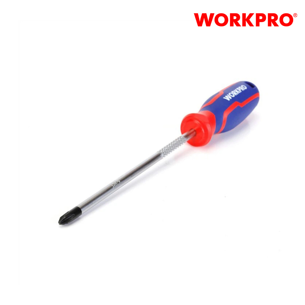 Tua vít đầu hoa thị, tay cầm bọc nhựa cao su 3 màu, chống trơn trượt kích thước PH1x150mm, thép hợp kim CR-V WP221028