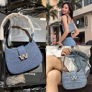 Túi wang kẹp nách trơn xanh denim