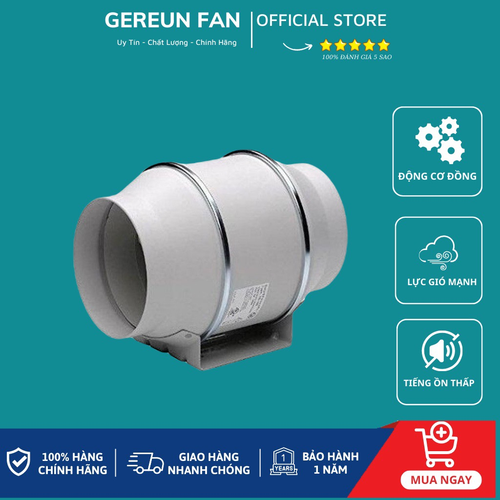💎GEREUN Quạt Hút Mùi/Hút Gió ( Tặng kèm ống bạc )💎 Động Cơ Siêu Khỏe
