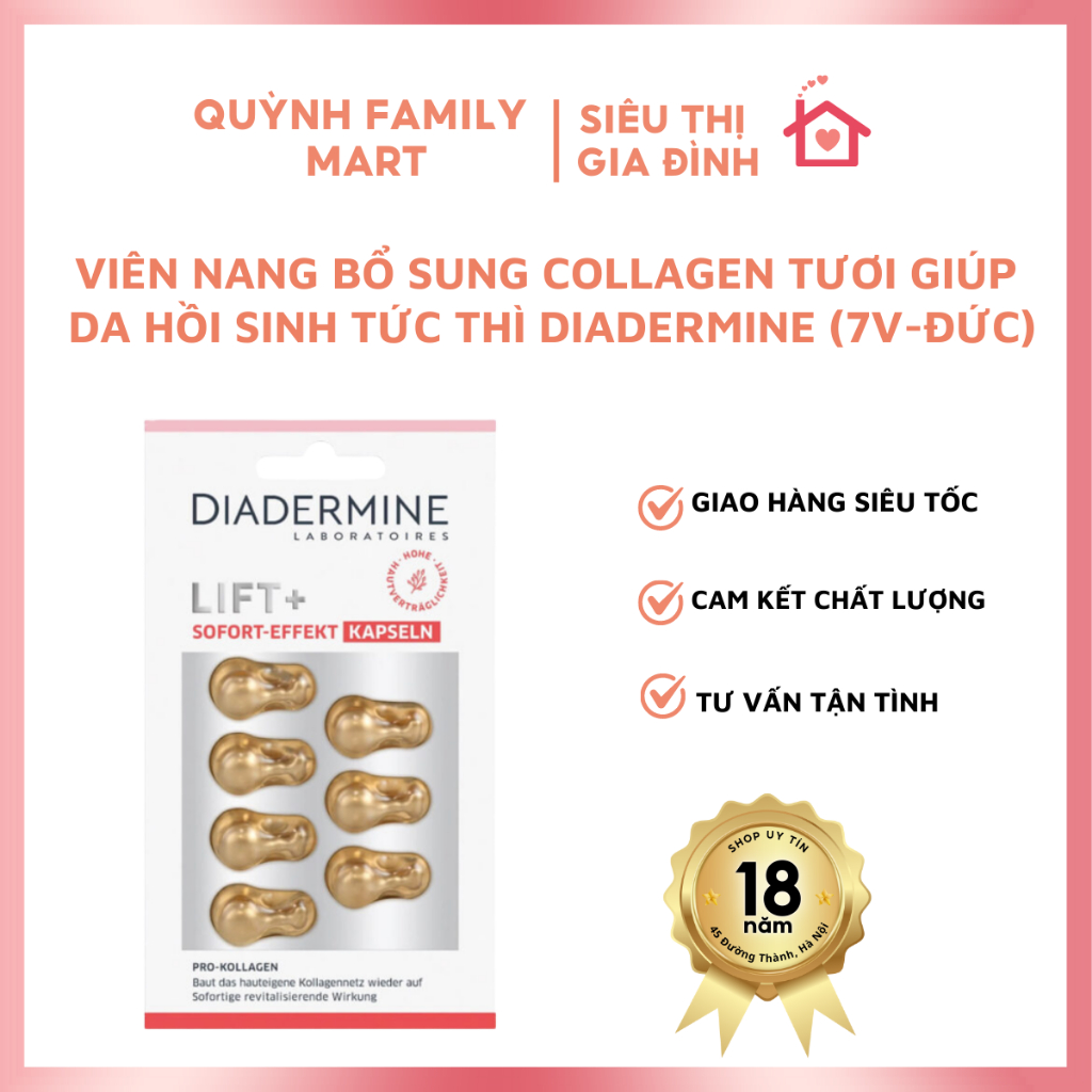 Viên nang bổ sung Collagen tươi giúp da hồi sinh tức thì DIADERMINE (7V-ĐứC)