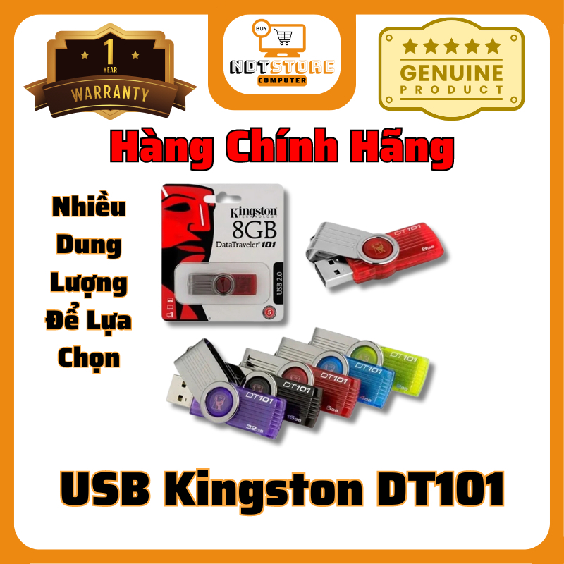 USB KINGSTON DataTraveler DT101 4GB/8GB/16GB/32GB/64GB Thiết Bị Lưu Trữ - Giá Tốt