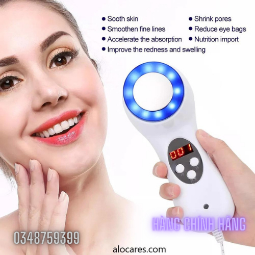 Búa Lạnh Mini Massage Điện Di Tinh Chất Mở Lỗ Chân Lông Kết Hợp ION Lạnh và Ánh Sáng Xanh Thẩm Thấu Tinh Chất Sâu