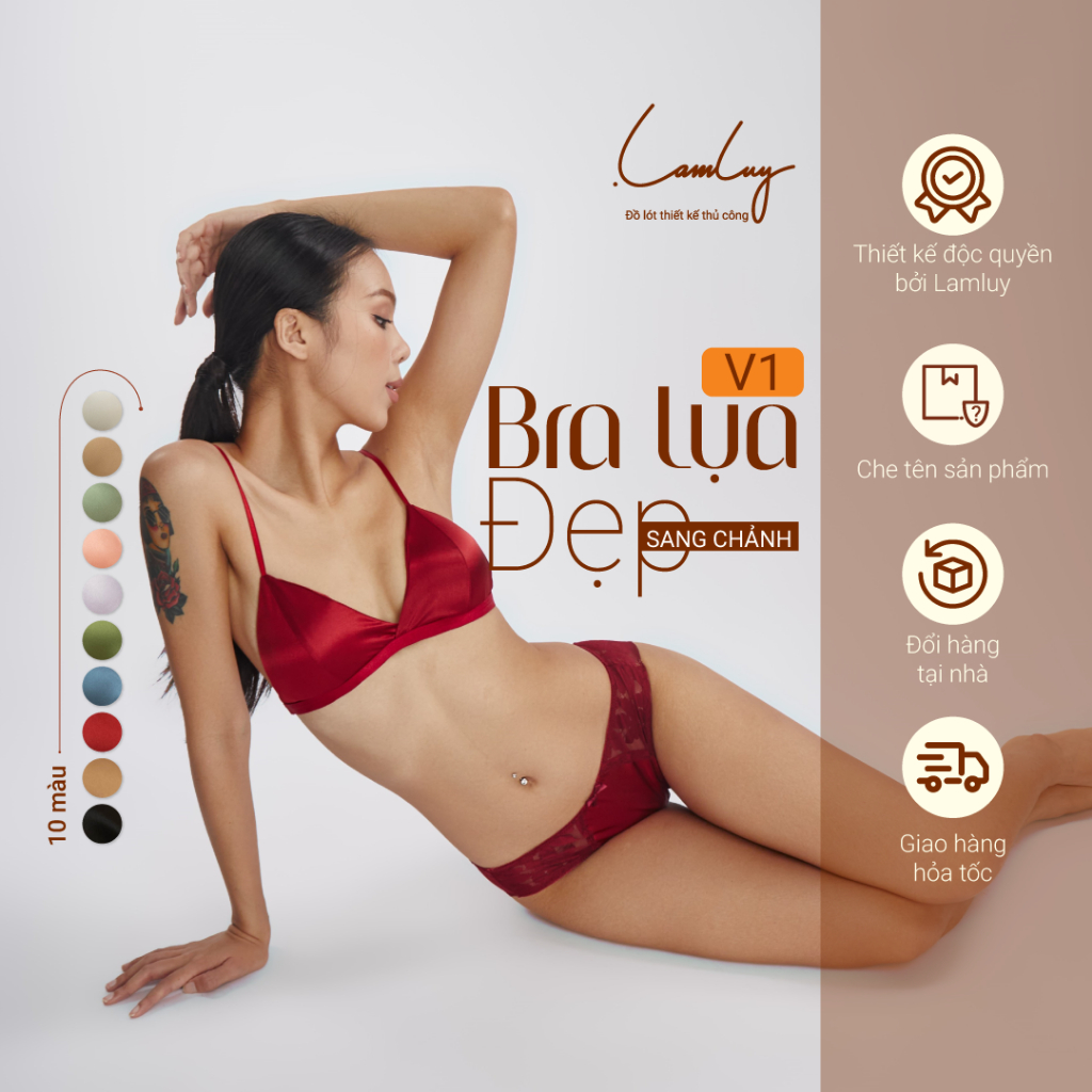 Áo ngực không gọng bra lụa nữ Lamluy đẹp sang chảnh