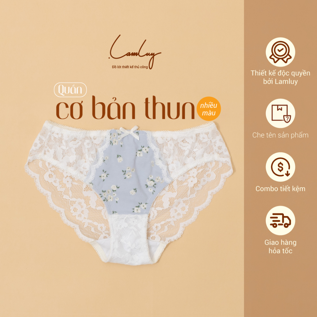 Quần lót nữ LAMLUY thiết kế dây thun phối ren 1Q02NM