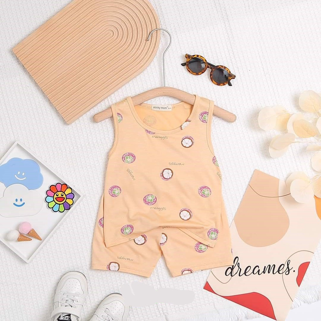 Mẫu bộ quần áo in hình hoa quả toàn thân cho bé trai bé gái