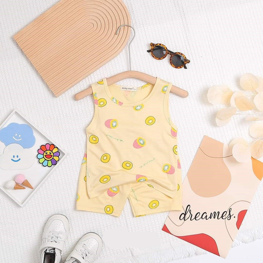 Mẫu bộ quần áo in hình hoa quả toàn thân cho bé trai bé gái