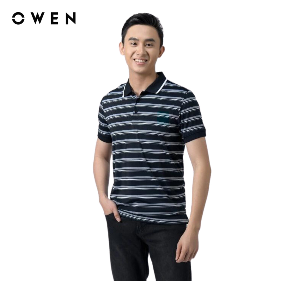 OWEN - Áo polo ngắn tay Body Fit Đen - PAT22375