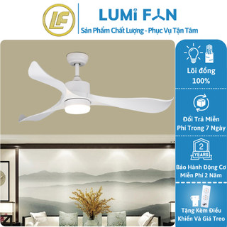 Quạt đèn trần trang trí lumifan, sải cánh 132cm, quạt trần đèn decor, quạt trần trang trí, bh 24 tháng, mã 52hz-139a