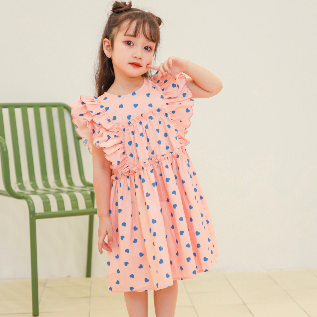 Váy suông bé gái ILABY rộng bèo thêu cánh tiên chất liệu thô mềm mại cho bé 2-11 tuổi [10IG1634C3FT]